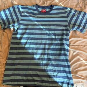 Supreme Bar Stripe Tee Shirt Blue Mens Size Small Vintage Authentic